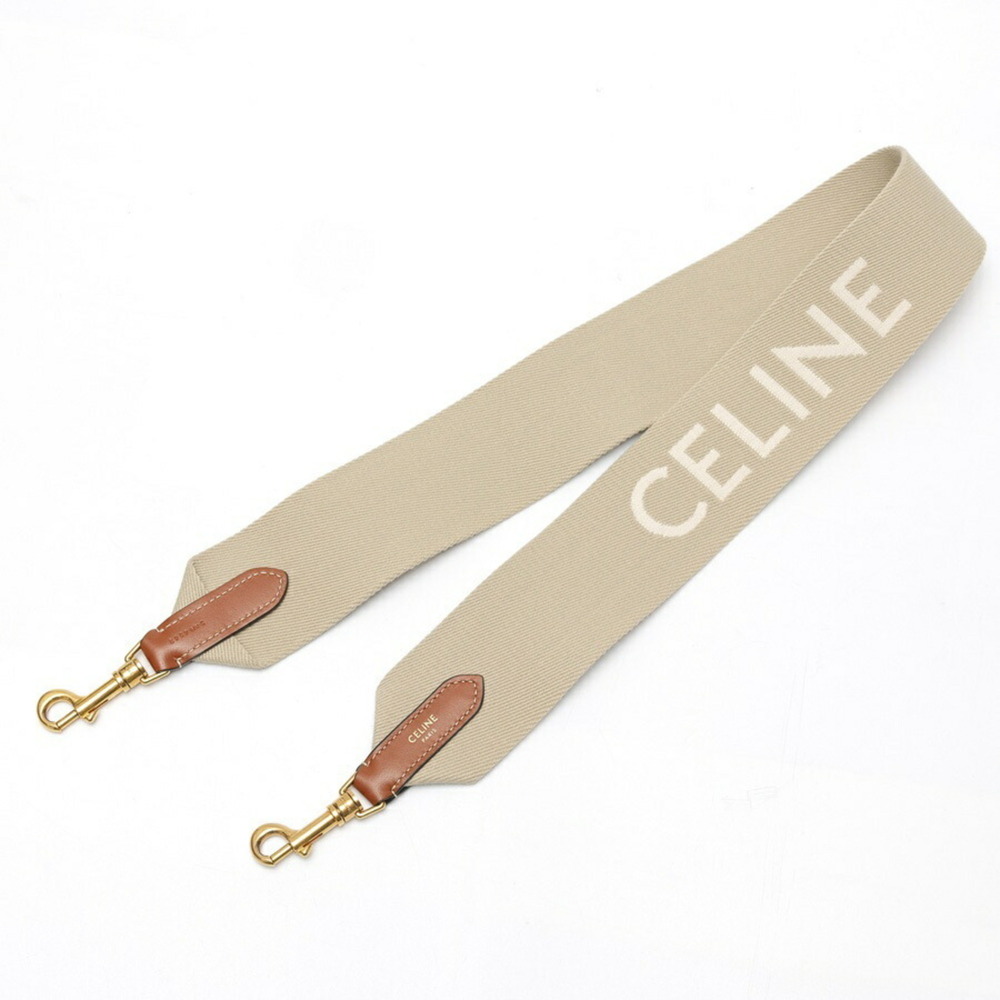 Celine Jacquard Shoulder Strap 49S02 Beige White